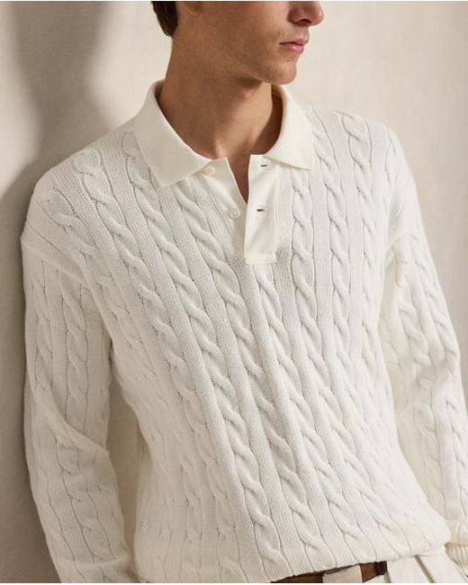 Polo Ralph Lauren Gray Relaxed Fit Cable-Knit Cotton Jumper for men