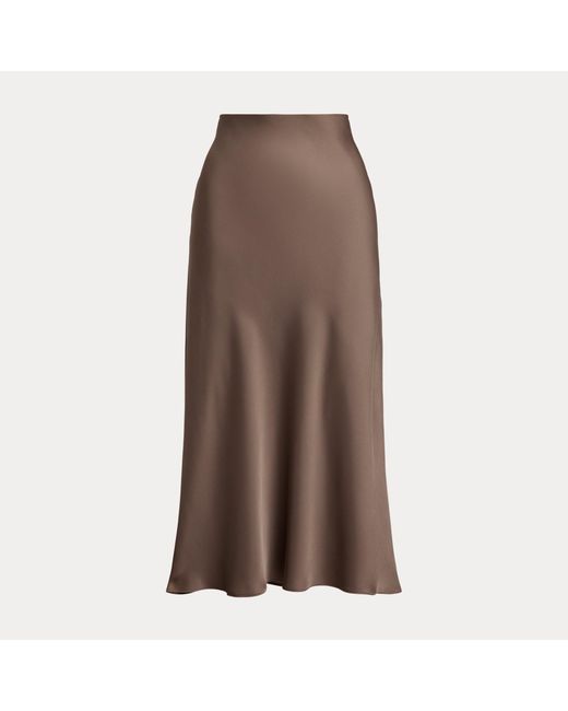 Falda Midi De Charmeuse De Raso Ralph Lauren de color Brown
