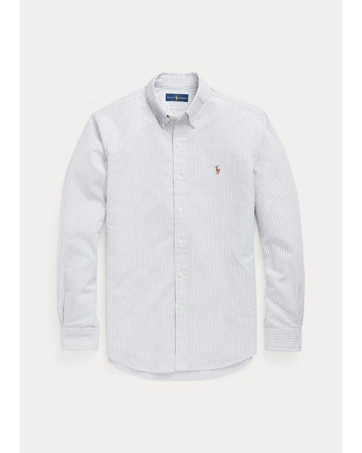 Polo Ralph Lauren White Custom Fit Striped Oxford Shirt for men