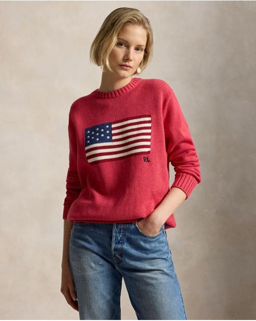 Polo Ralph Lauren Red The Iconic Flag Jumper for men