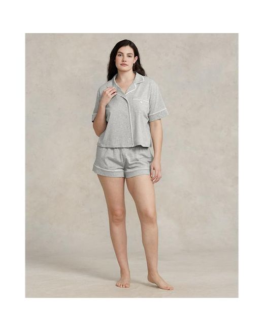 Ralph Lauren Gray Short-sleeve Jersey Pajama Set