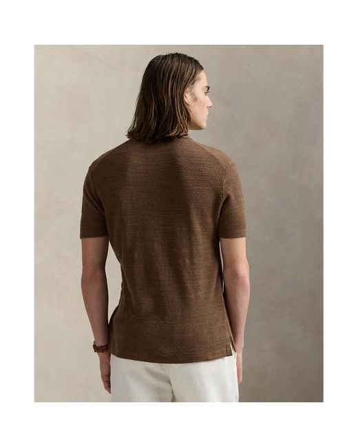 Maglia a camicia in cotone e lino di Polo Ralph Lauren in Brown da Uomo