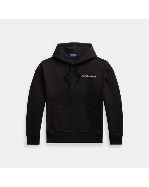 Polo Ralph Lauren Black Relaxed Fit Logo Fleece Hoodie for men