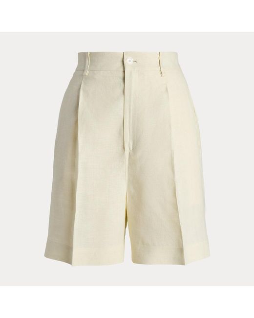 Ralph Lauren Natural Tracy Pleated Linen Short