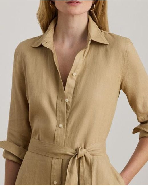 Ralph Lauren Natural Belted Linen Shirtdress