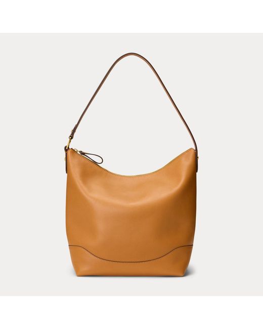 Ralph Lauren Gray Leather Large Tasha Bucket Bag