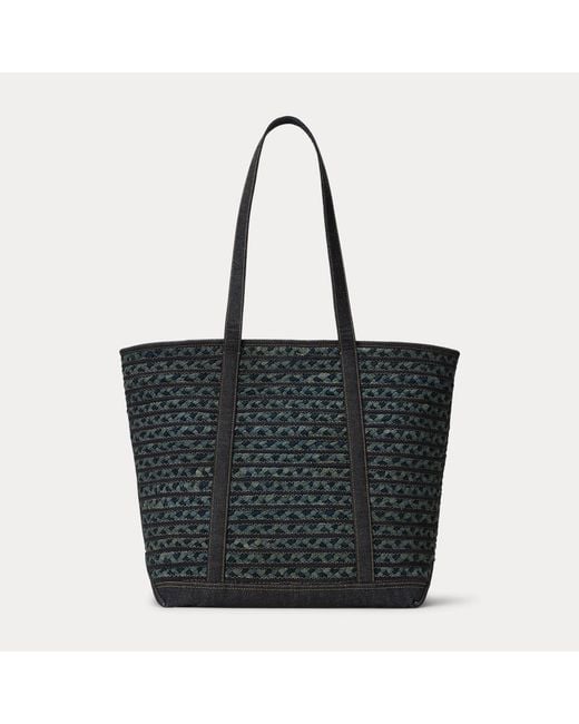 RRL Black Hand-Braided Tote for men