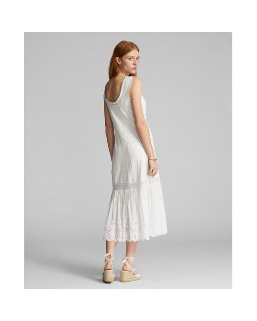 RRL White Eyelet-embroidered Cotton-linen Dress