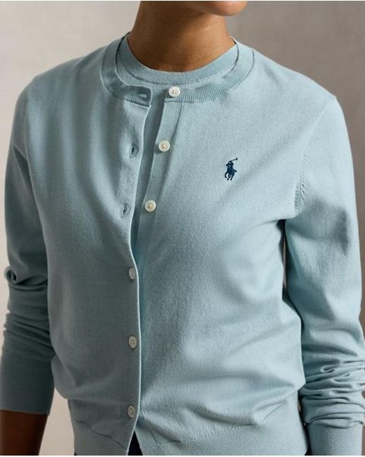 Polo Ralph Lauren Yellow Stretch Cotton-Blend Crewneck Cardigan