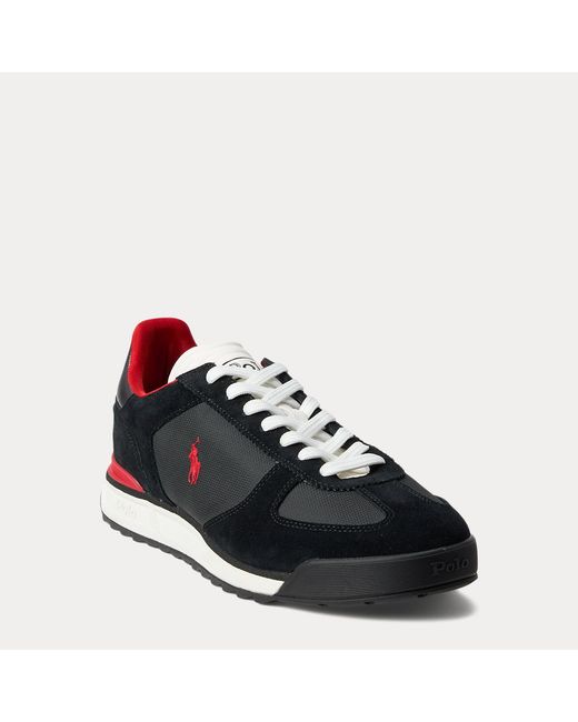 Polo Ralph Lauren Black Varick Suede & Oxford Trainer for men