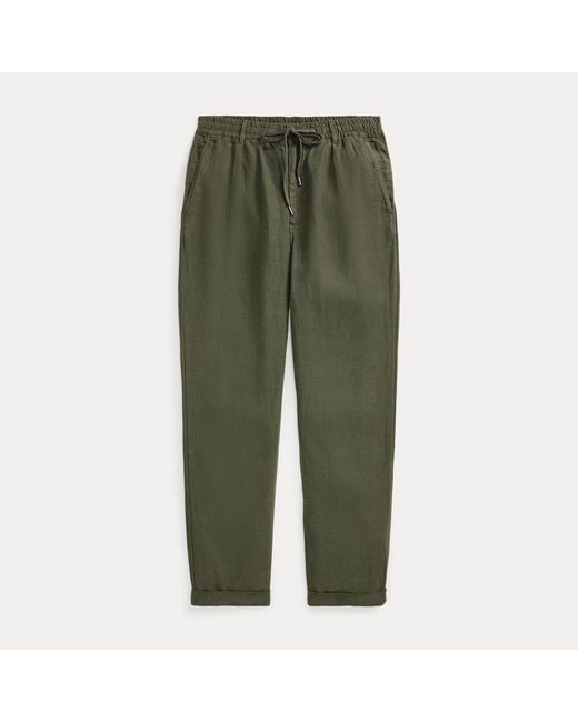 Polo Ralph Lauren Green Lateef Slim Tapered Fit Linen Trousers for men