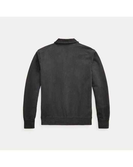 RRL Black French Terry Quarter-Zip Pullover for men