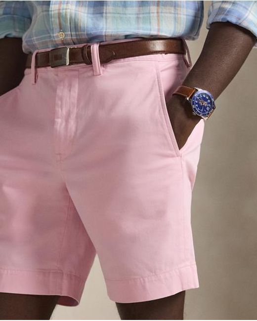 Polo Ralph Lauren Pink 23 Cm Stretch Straight Fit Chino Short for men