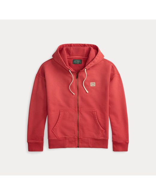 Polo Ralph Lauren Red Relaxed Fit Loopback Fleece Hoodie for men