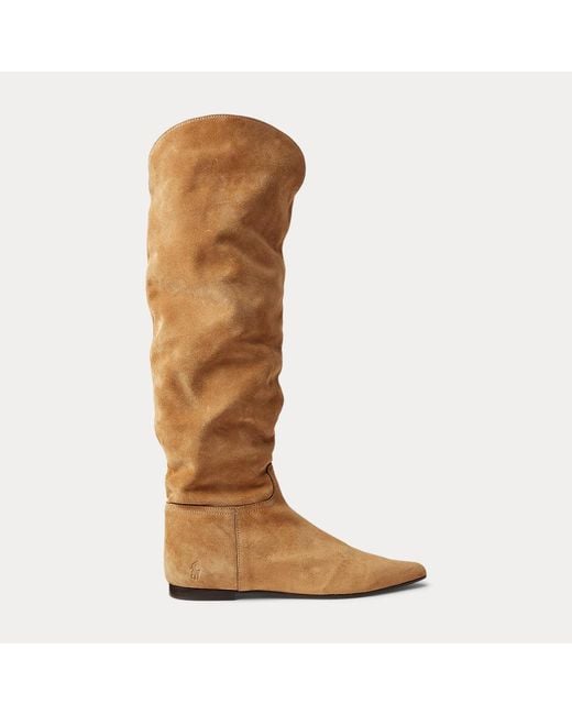 Polo Ralph Lauren Brown Suede Knee-high Flat Boot