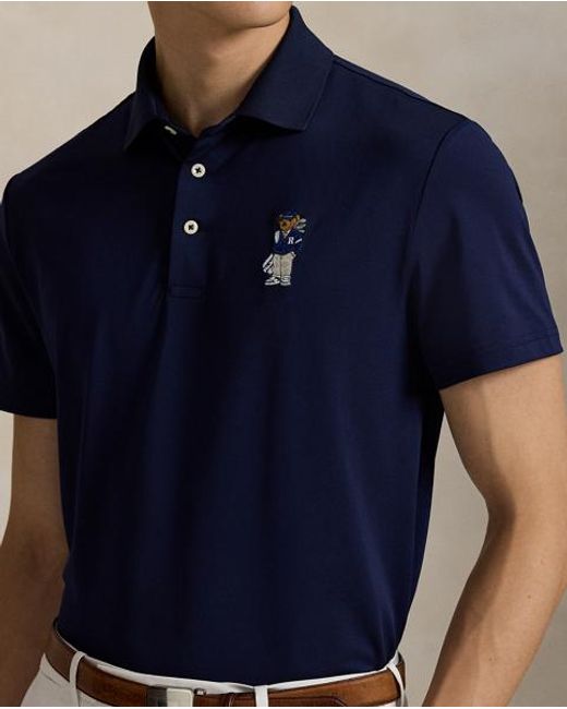 Ralph Lauren Tailored Fit Polo-Shirt Met Polo Bear in het Blue voor heren