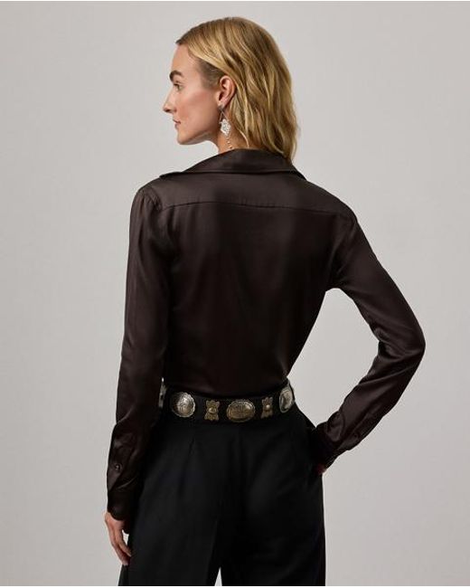 Ralph Lauren Black Straight-Fit Hemd Cameron Aus Seide