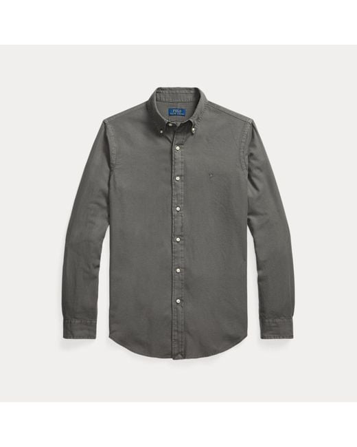 Polo Ralph Lauren Gray Custom Fit Textured Dobby Shirt for men