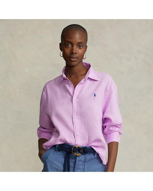 Chemise large et courte en lin Polo Ralph Lauren en coloris Violet | Lyst