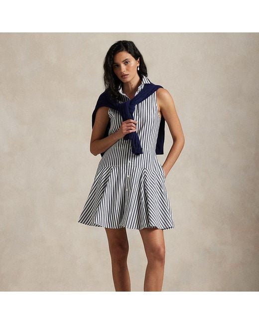 Ralph Lauren Blue Ralph Lauren Striped Sleeveless Shirtdress