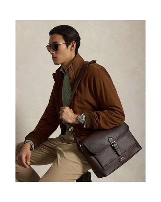Borsa da postino in pelle martellata di Polo Ralph Lauren in Black da Uomo