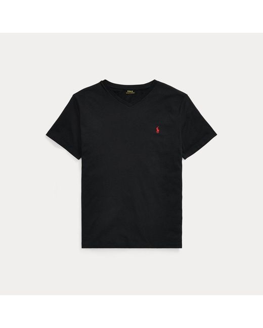 Polo Ralph Lauren Black Cotton Jersey V-neck T-shirt for men