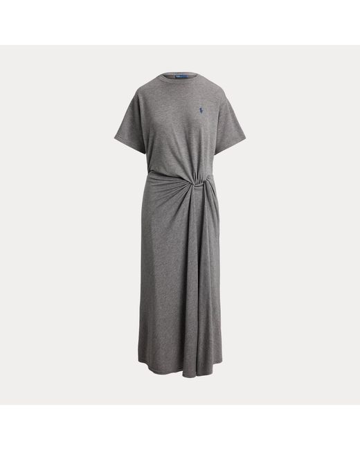 Polo Ralph Lauren Gray Twist-Detail Tee Dress