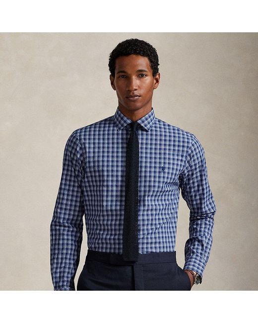 Camicia scozzese in popeline Custom-Fit di Polo Ralph Lauren in Blue da Uomo
