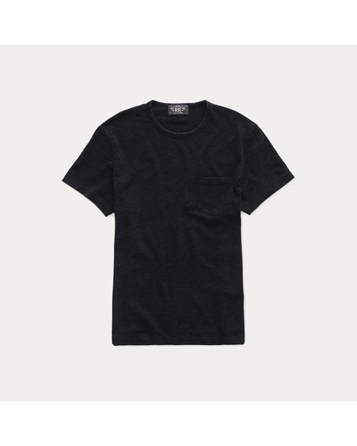 RRL Katoenen Indigo T-shirt Met Ronde Hals in het Black voor heren