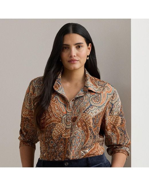 Ralph Lauren Brown Ralph Lauren Classic Fit Paisley Crepe Shirt
