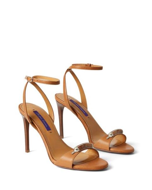 Ralph Lauren Brown Sandalette Presling Aus Kalbsleder