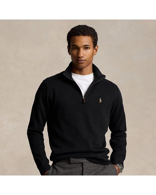Polo Ralph Lauren Black Estate-rib Quarter-zip Pullover for men