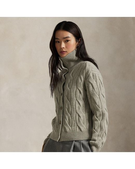 Polo Ralph Lauren Gray Cable Wool-Cashmere Cardigan