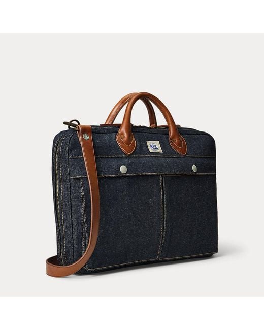 RRL Denim Aktetas Met Leren Afwerking in het Black voor heren