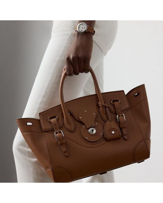 Ralph Lauren Brown Tasche Soft Ricky 27 Aus Kalbsleder
