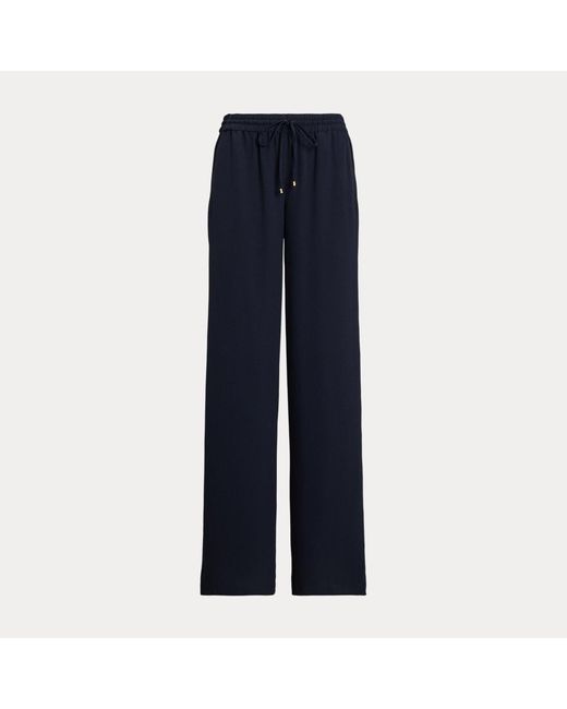 Ralph Lauren Georgette Broek Met Wijde Pijp En Streep in het Blue