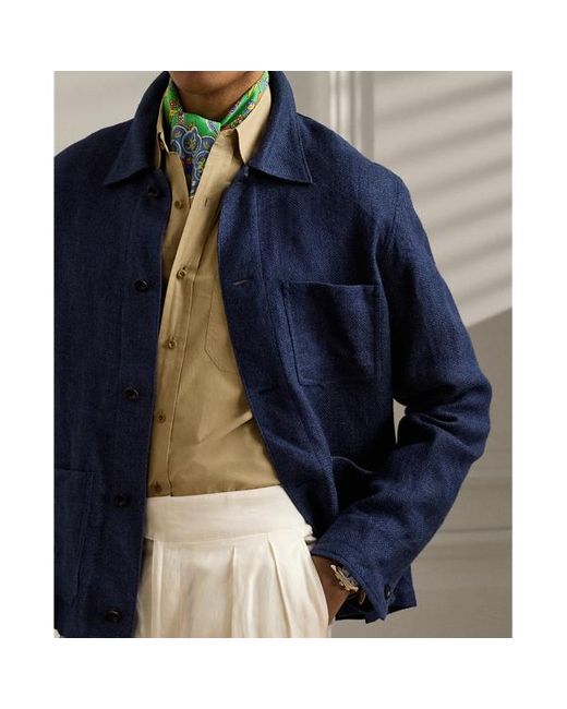 Chaqueta Burnham de seda y lino Ralph Lauren Purple Label de hombre de color Blue