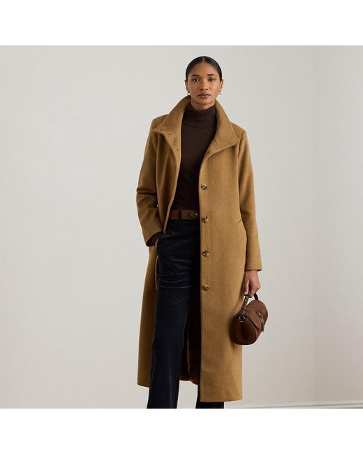 Ralph Lauren Natural Wool-Blend Funnelneck Coat