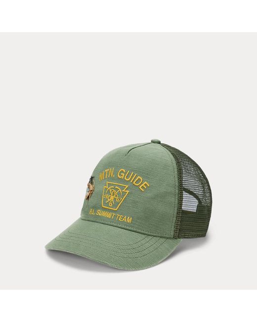 Cappellino trucker in rasatello di Polo Ralph Lauren in Green da Uomo