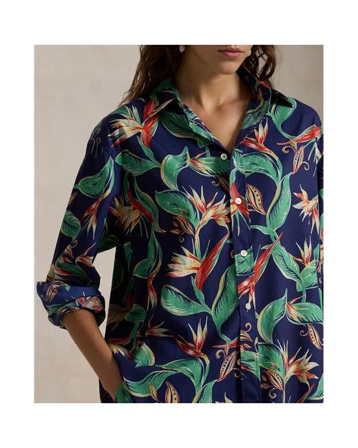 Camicia a fiori Oversize-Fit di Polo Ralph Lauren in Blue