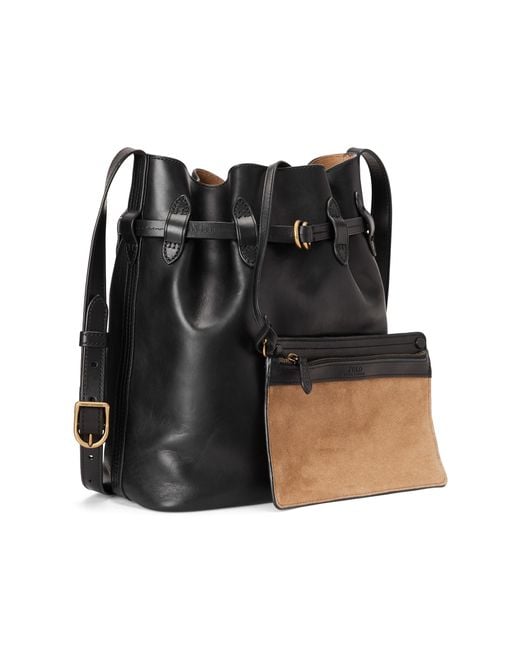 Polo Ralph Lauren Leather Large Bellport Bucket Bag in Black Lyst
