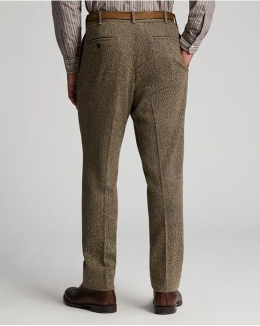 RRL Gray Slim Fit Pleated Herringbone Trouser for men