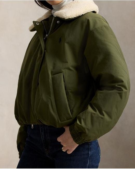 Polo Ralph Lauren Green High-Pile-Collar Down Puffer Jacket