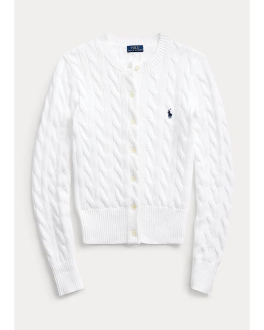 Polo Ralph Lauren Baumwollstrickjacke mit Zopfmuster in Weiß | Lyst AT