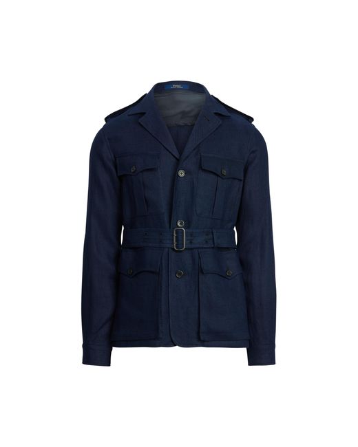 Polo Ralph Lauren Blue Linen Safari Jacket for men