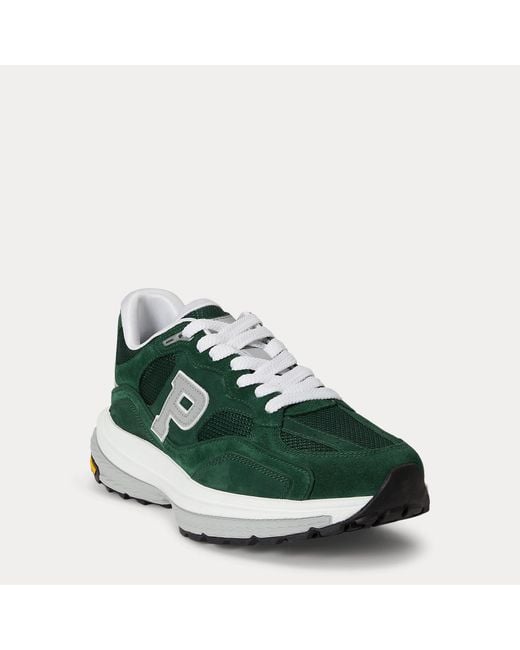 Polo Ralph Lauren Green Modern Trainer 200 Suede-Paneled Trainer for men