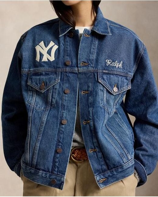 Polo Ralph Lauren Blue Polo Ralph Lauren Lauren Yankees Trucker Jacket for men