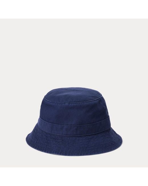 Polo Ralph Lauren Blue Polo Bear Twill Bucket Hat for men