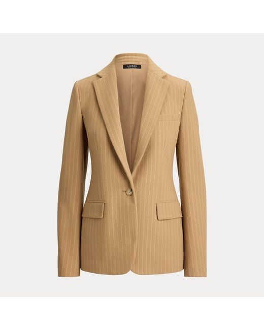 Ralph Lauren Brown Pinstripe Wool-Blend Twill Blazer