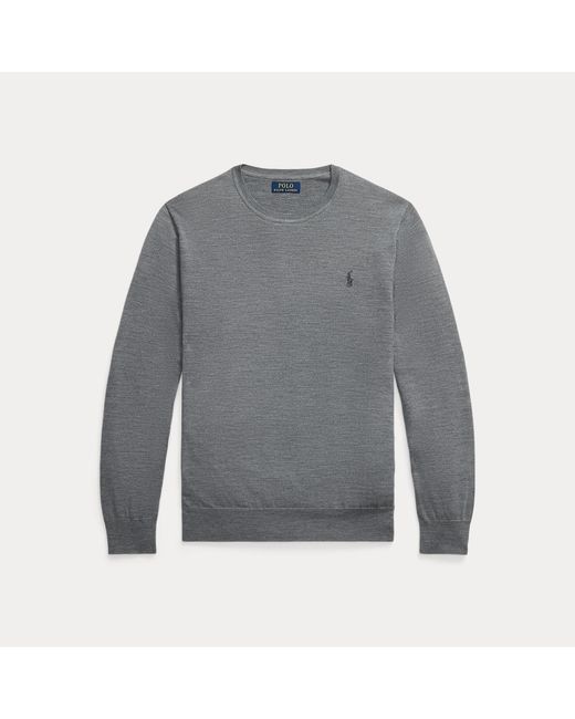 Polo Ralph Lauren Gray Slim Fit Washable Wool Crewneck Jumper for men